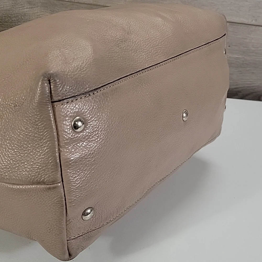 Coccinelle Taupe Leather Tote Bag with Tassel